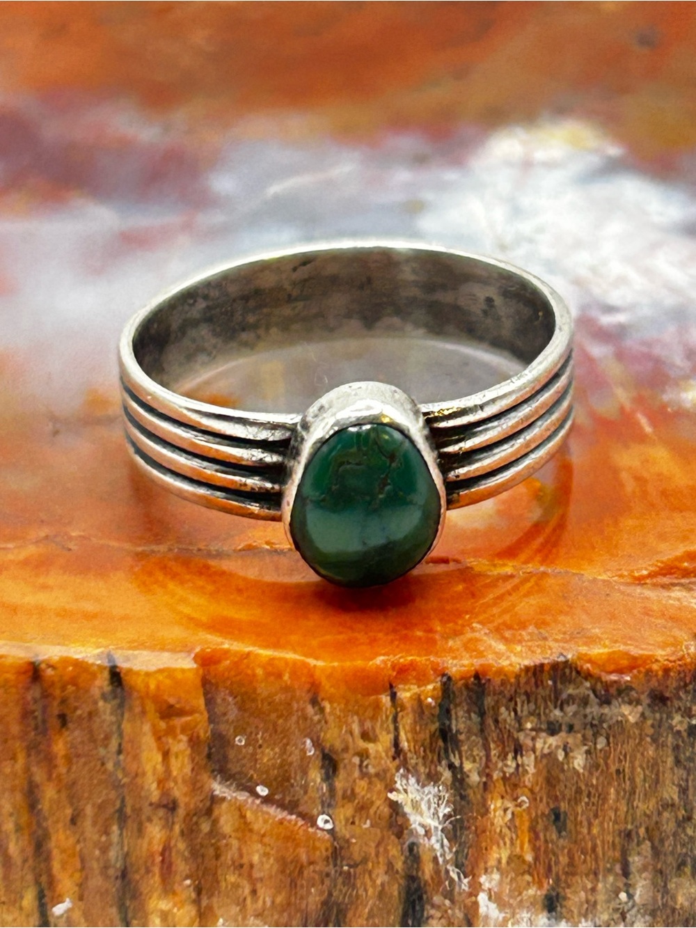 Vintage Green Turquoise Ring - Size 8